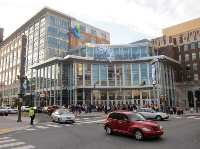The PPL Center at the corner of 7th and Hamilton