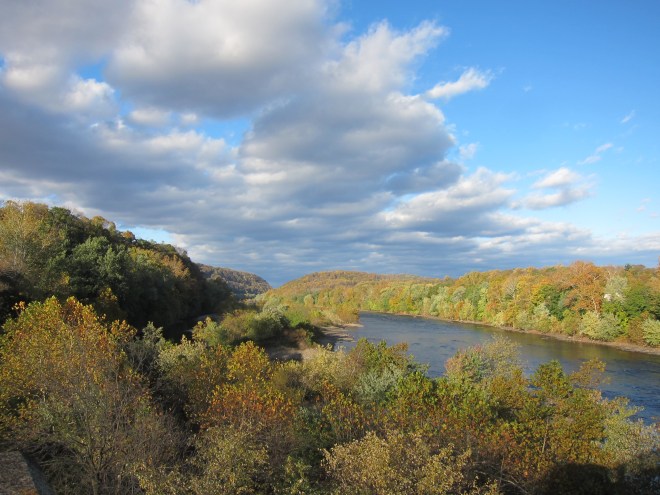 Fall Colors along the Delaware River. View North from Easton, PA.