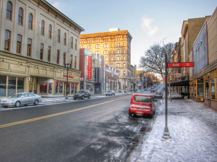 Winter in Easton, PA. Morning on Northampton Street.
